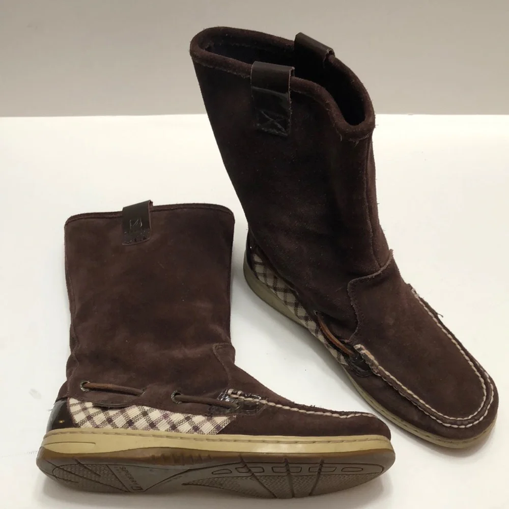 Sperry Topslider Brown Leather Pull-on Winter Boots size 6M